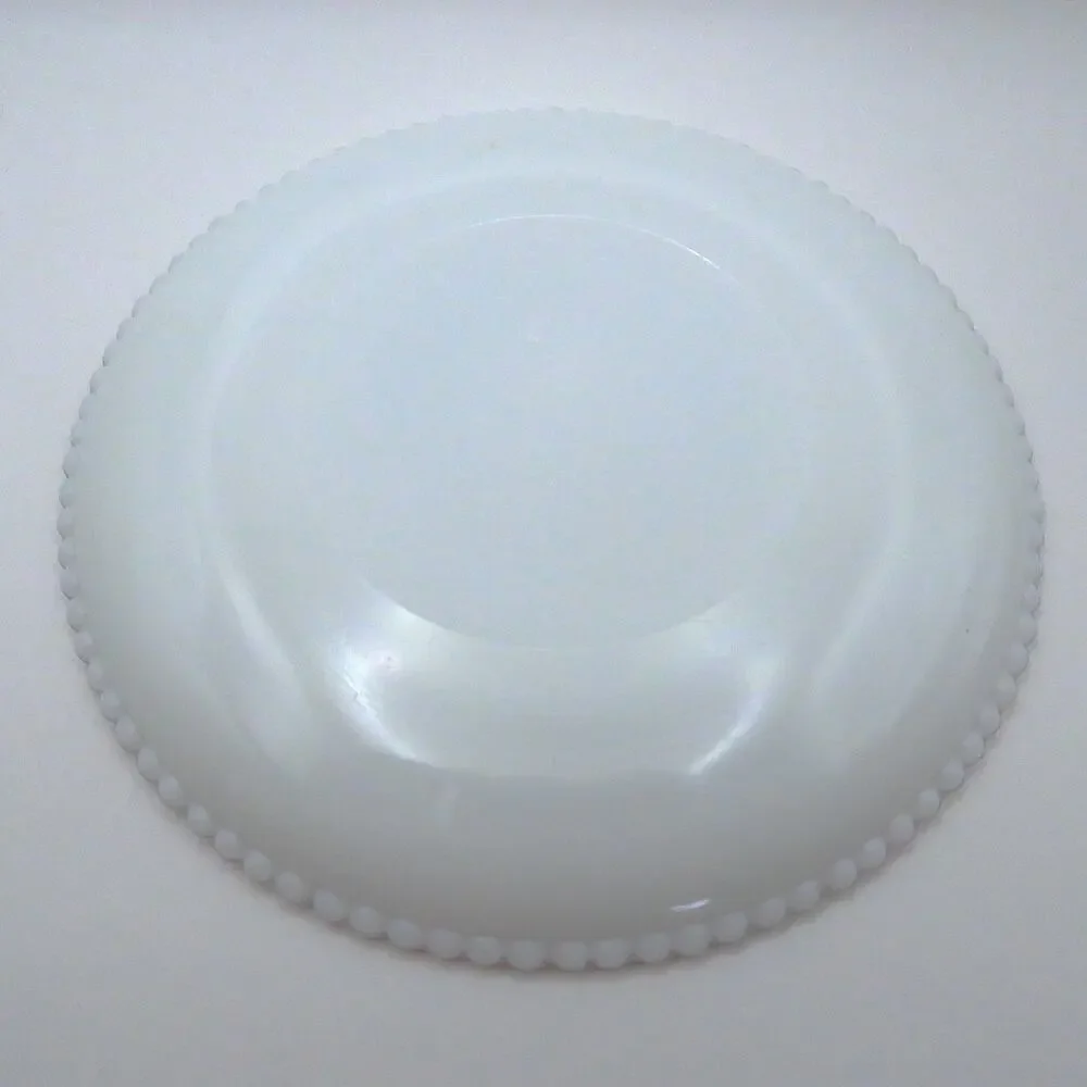 Vintage Milk Glass Decorative Dessert Plate Pear Design Beaded Rim 7.5 Inch